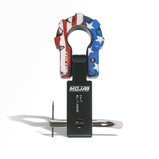 American Flag 2" Aluminum Hitch Receiver with Aluminum 9T D-Shackle