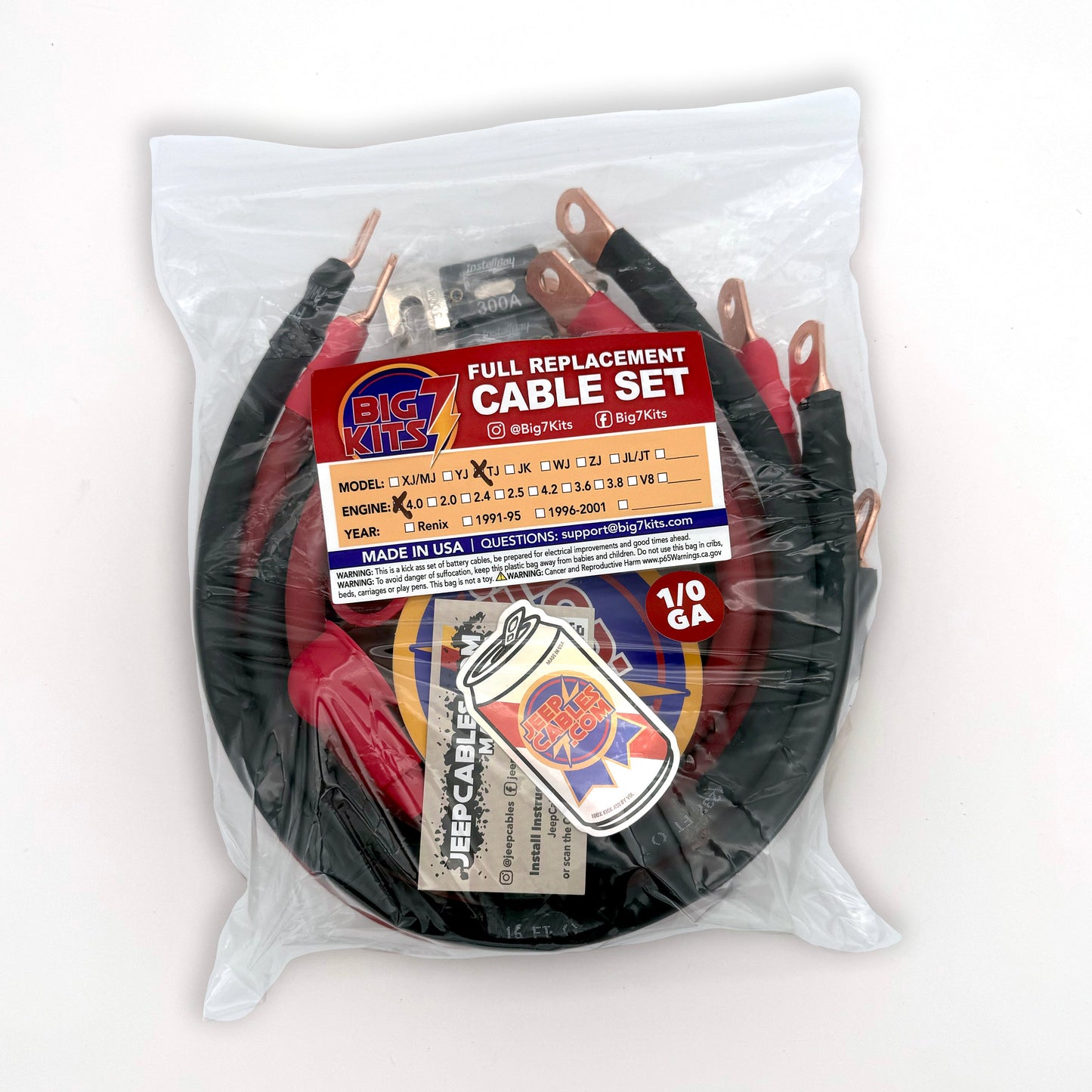 Jeep Wrangler TJ / LJ Big 7 Battery Cable Kit (1997-2006)