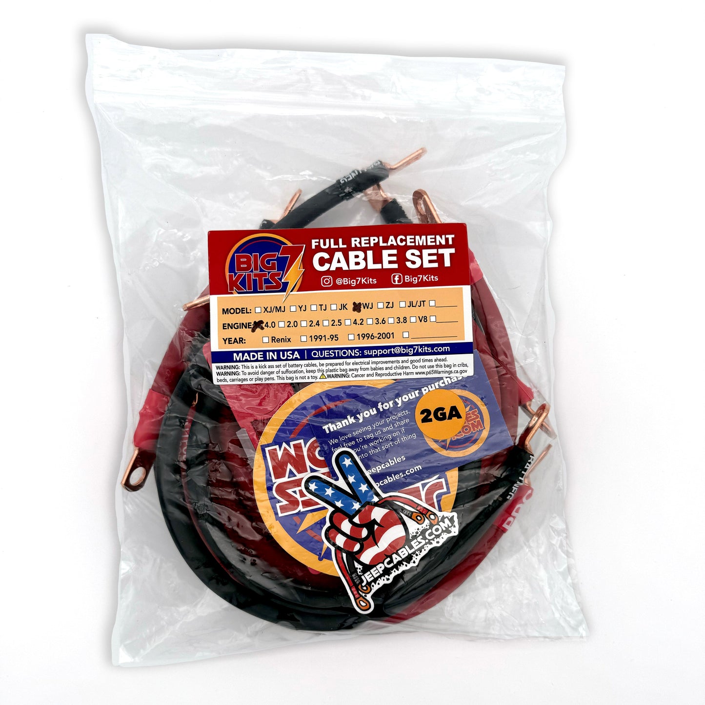 Jeep Grand Cherokee WJ Big 7 Battery Cable Kit (1999-2005)