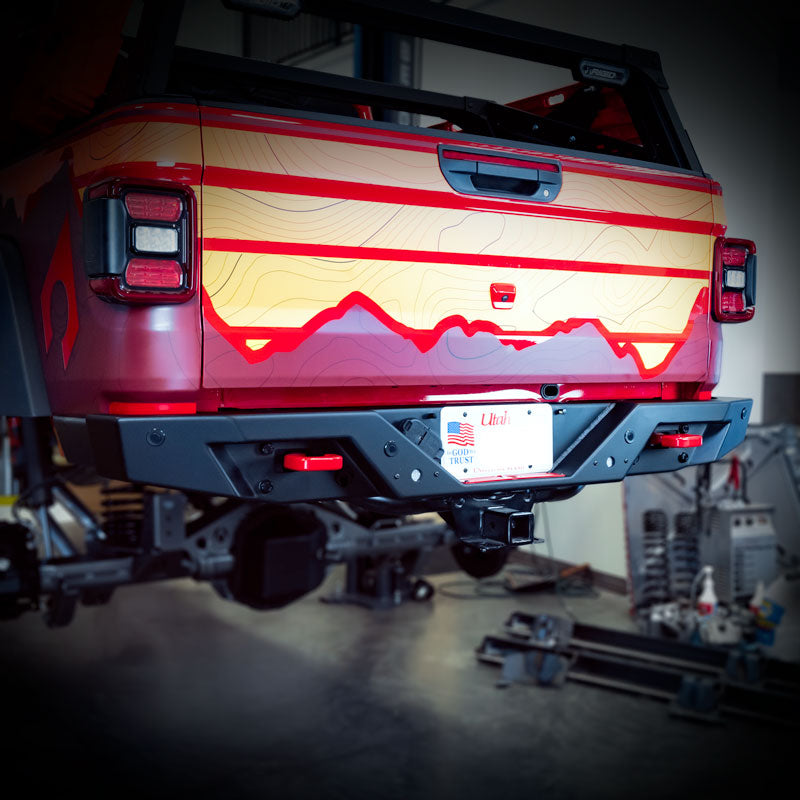 JT Exterior Package: Front and Rear Bumpers Free 50in Hood Light Bar Mount, Free Swaybar Skid, Free Hat, and $75.00 Instant Rebate!