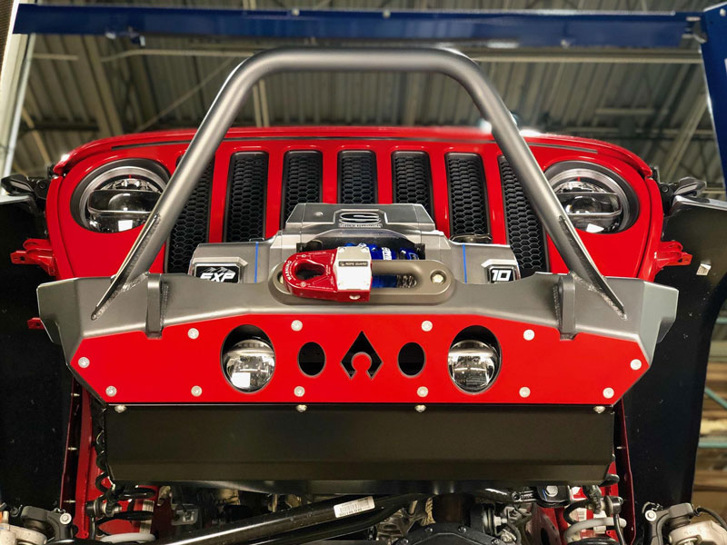 JT Exterior Package: Front and Rear Bumpers Free 50in Hood Light Bar Mount, Free Swaybar Skid, Free Hat, and $75.00 Instant Rebate!