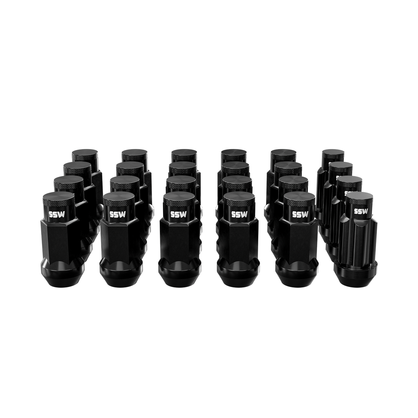 Steel Lug Nuts / Matte Black / + 4 Locking Lug Nuts