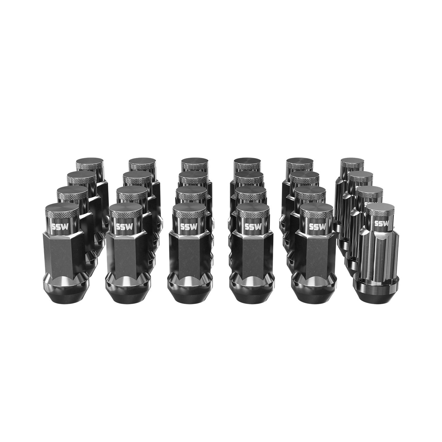 Steel Lug Nuts / Tungsten Silver / + 4 Locking Lug Nuts