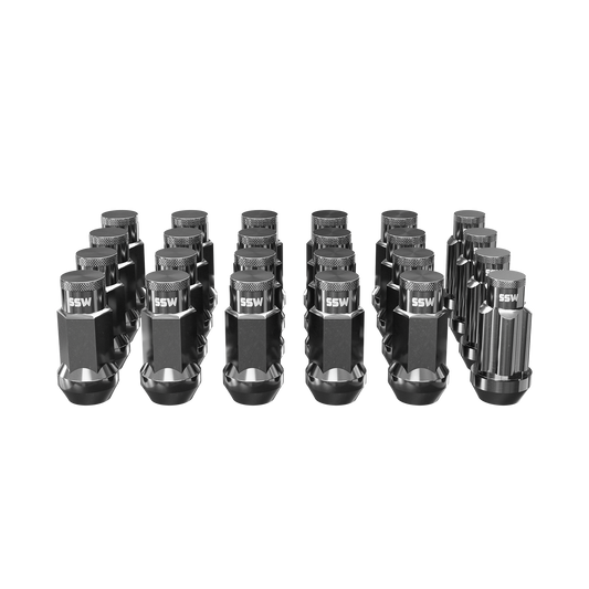 Steel Lug Nuts / Tungsten Silver / + 4 Locking Lug Nuts